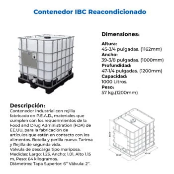 A028 Contenedores IBC Bins de 1.000 litros (1000 x 1200 x 1151 mm) » WENCO  S.A.